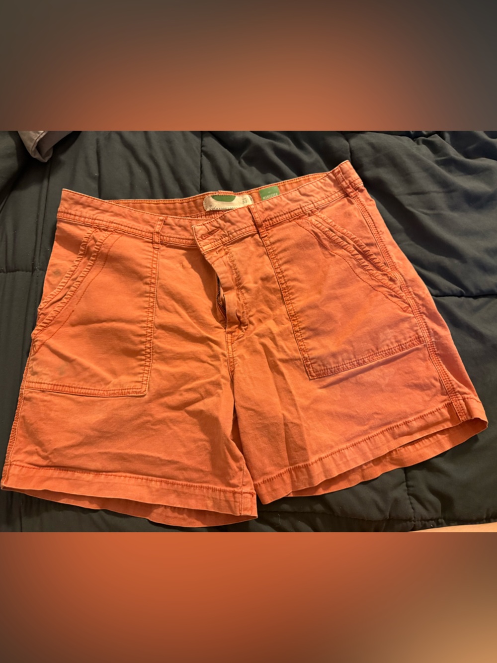 Anthropologie Coral Orange Cotton Utility Shorts